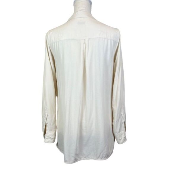 Equipment Silk Button Front Shirt Chest and Side Pockets Cream Color Oversized S - Picture 5 of 14